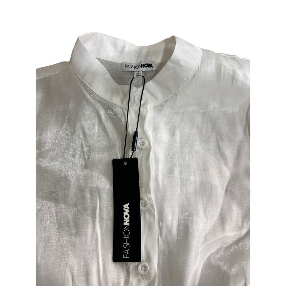Fashion Nova Kaelie Satin Crop Top Off White Sz Small Long Bell Sleeve New - Picture 11 of 14